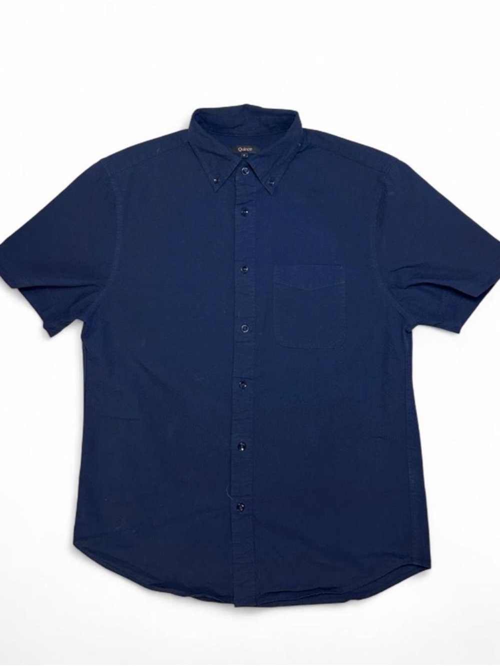 Quince Men’s Navy Blue Short Sleeve Button Down Shirt - S